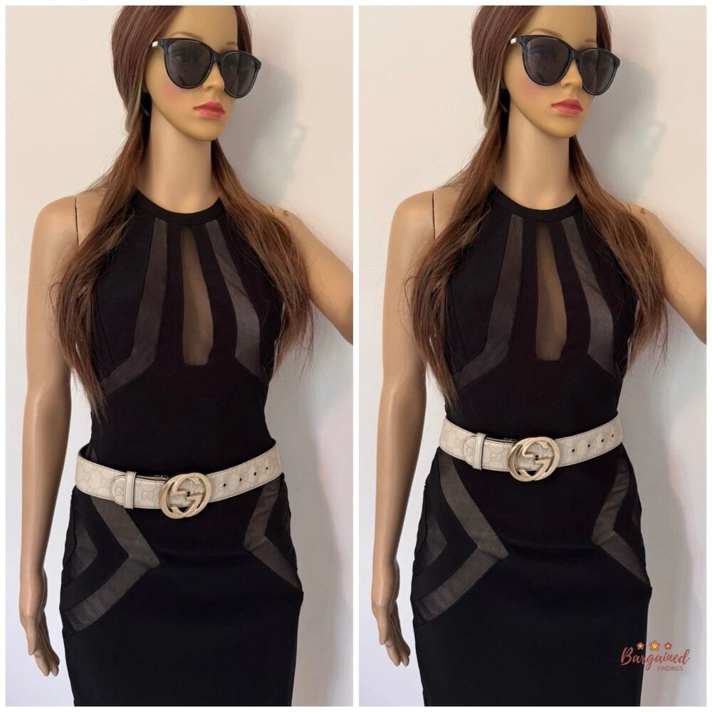 Authentic Gucci Cream Guccissima Leather Gold Interlocking G Buckle Belt 75/30 - Picture 10 of 13